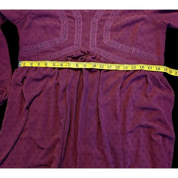 Matilda Jane Dress Womens Medium Baby Doll Swiss Dot Merlot Festive Sleeve Lined - Picture 8 of 10